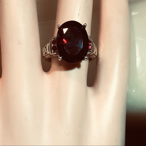 💕Stunning Gems en Vogue Garnet925/18K Garnet Ring - Picture 15 of 16